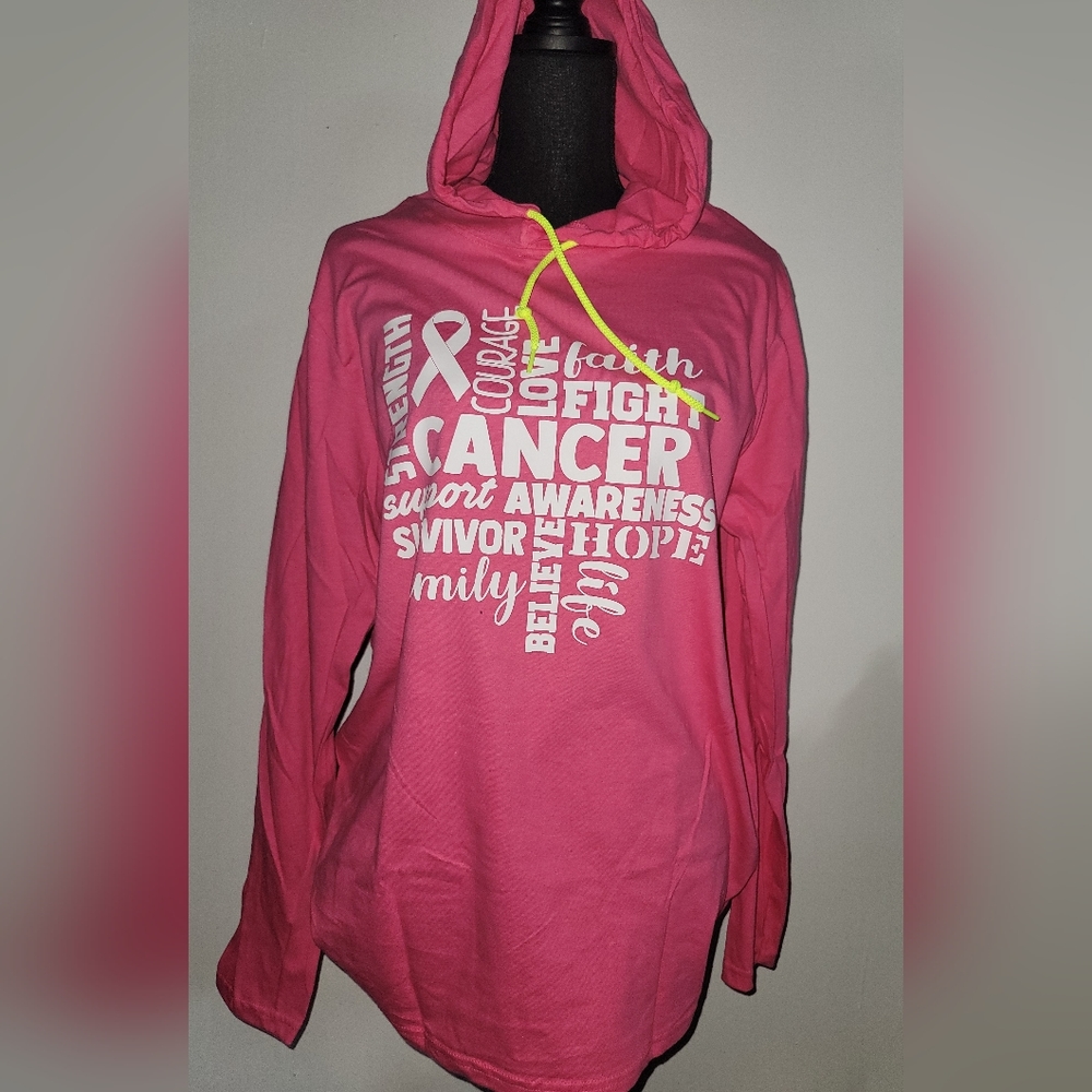 Hot Pink Hooded Cancer Awareness Shirt